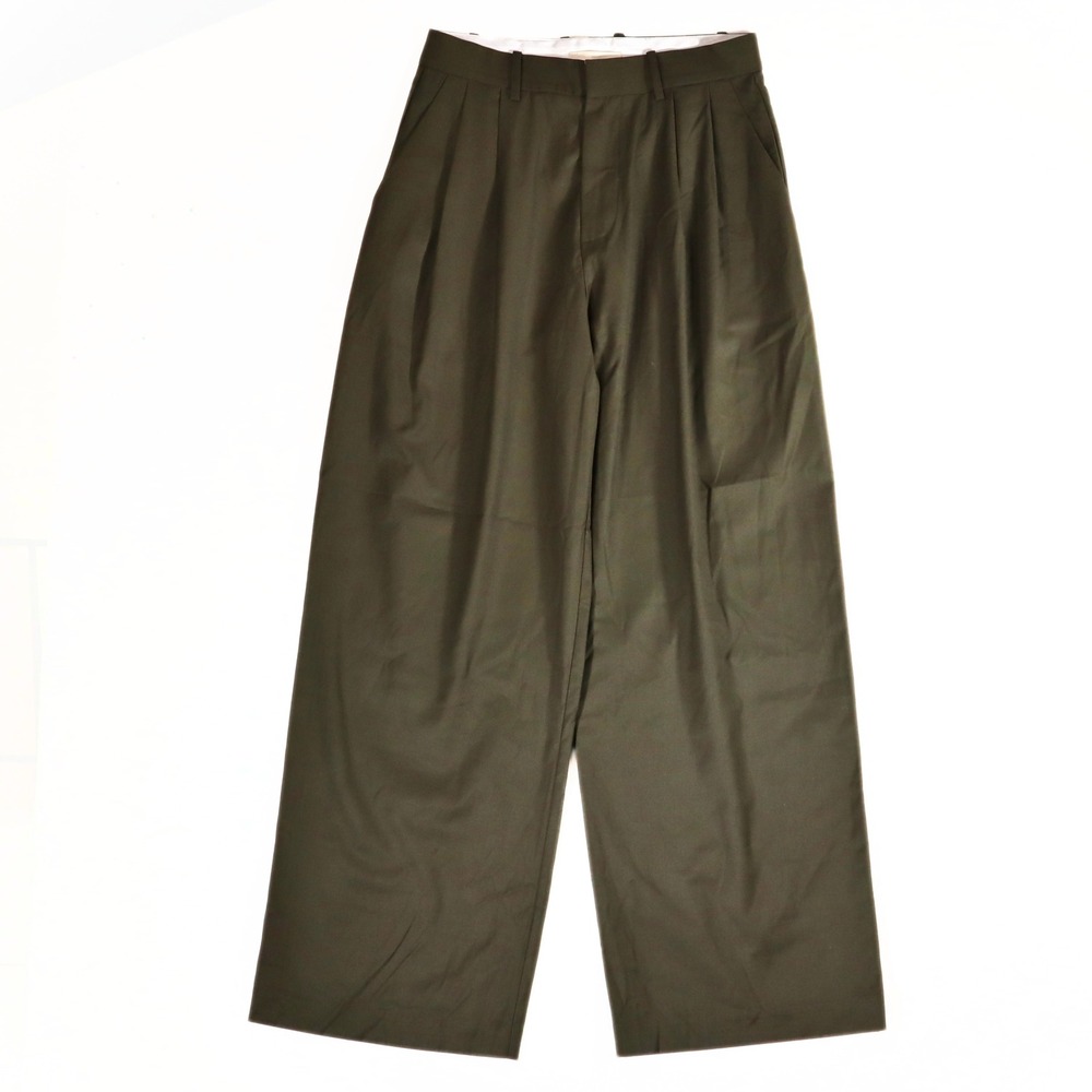 Mother of All Wide Leg Trousers Womens 30 Olive Green Pleated High Rise Pants